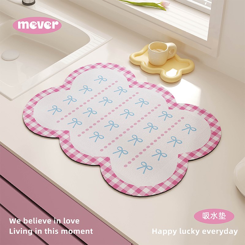 mever韩式硅藻泥o厨房台面吸水餐垫咖啡机吧台碗盘茶杯沥水垫桌垫