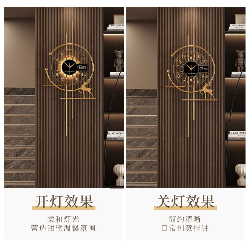钟表挂钟客厅格栅创意时钟壁灯挂墙202I4新款现代简约艺术时尚大