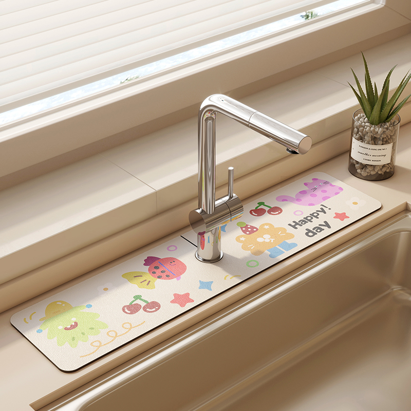 硅藻泥洗手台吸水垫厨房吧台窄边防溅水沥水垫R子厕所卫生间台面