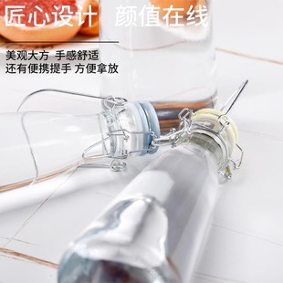 大口径白酒泡酒瓶空瓶自酿存酒专用不锈钢卡扣带提手密封玻璃酒瓶