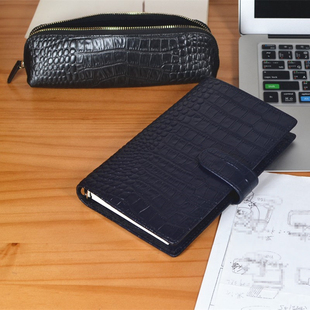 牛皮鳄鱼纹A6slim活页手帐 真牛皮紧凑型记事本笔记本手册日记本