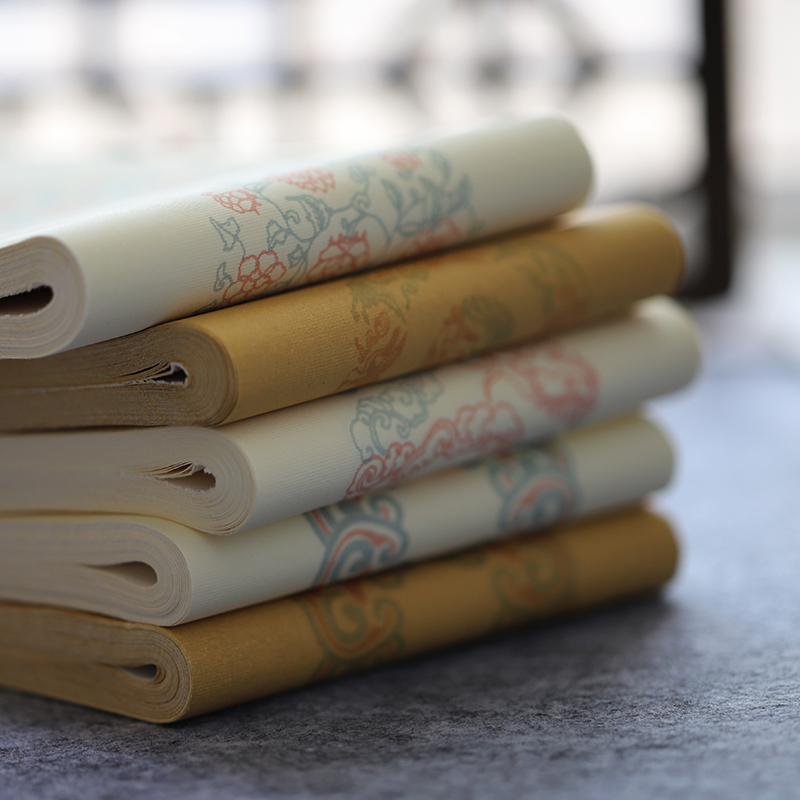 徽轩宣纸 蜡染仿绢纹花l色对联纸文房小对联书法小楹联半生半熟楷