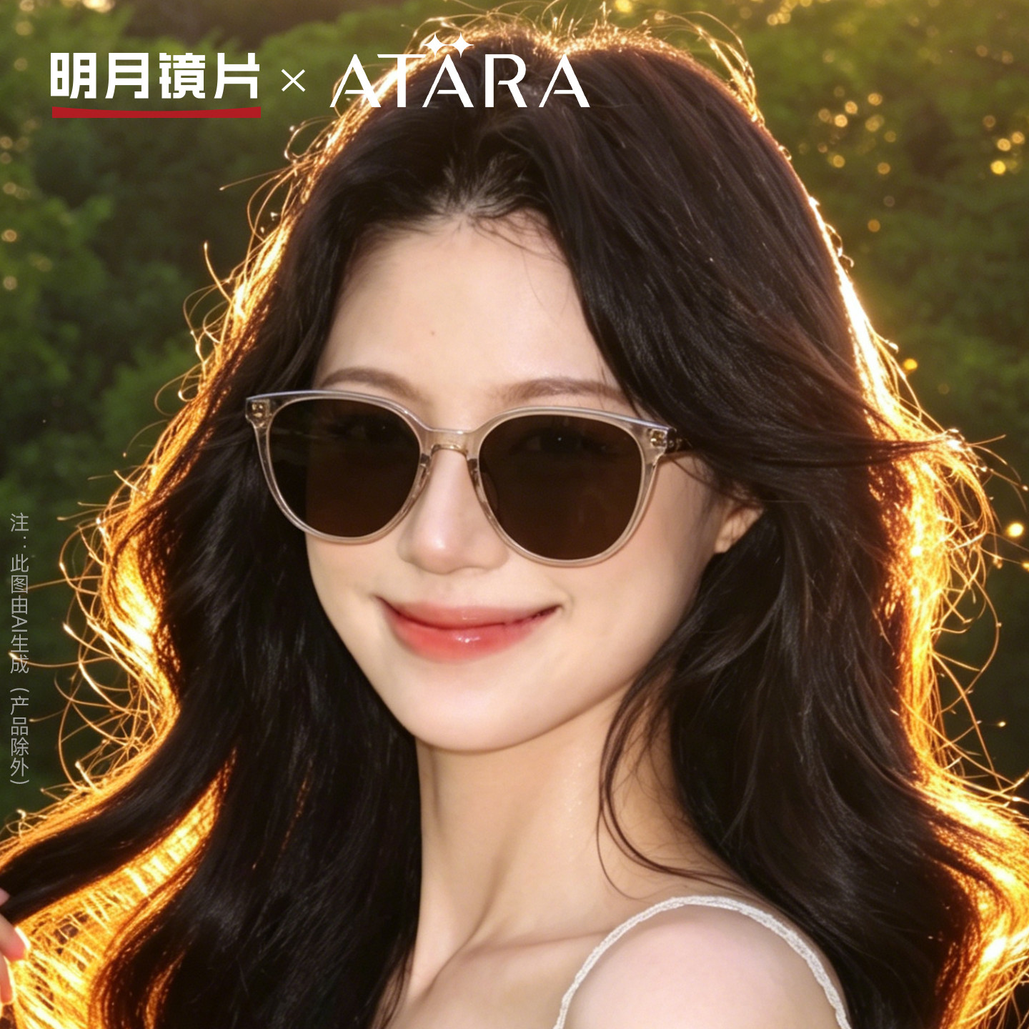 明月阿塔那墨镜高级感大框时尚百搭防晒带度数近视太阳镜A53010