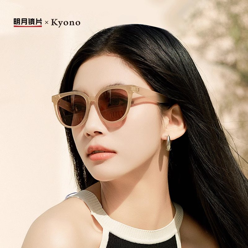 新款太阳镜女偏光防紫外线防晒超轻圆框开车驾驶镜明月墨镜18189