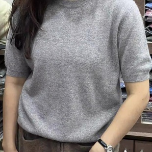 尼泊尔手工羊绒衫克什米尔高山羊绒100%含绒量未染色短袖羊绒衫女