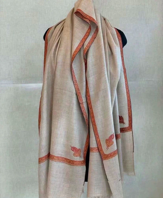 纯印度克什米尔帕什米纳高级披肩针刺绣朱莉款100*200穿搭时尚