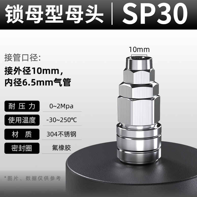 304不锈钢C式气管快速接头气泵空压机配件气动高压快插自锁公母头