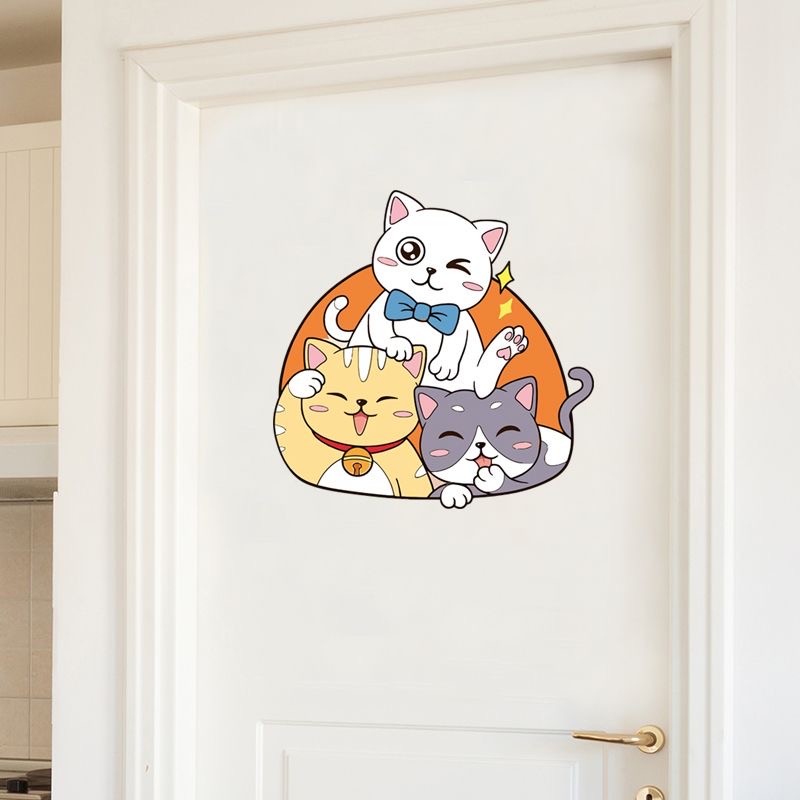 趣味卡通宠物猫咪贴纸房间门贴遮丑补洞可爱贴画玻璃门墙面装饰贴图片