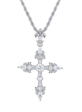 APORRO 33mm鸢尾花十字架满镶钻镀金高级设计感吊坠项链 礼物男女