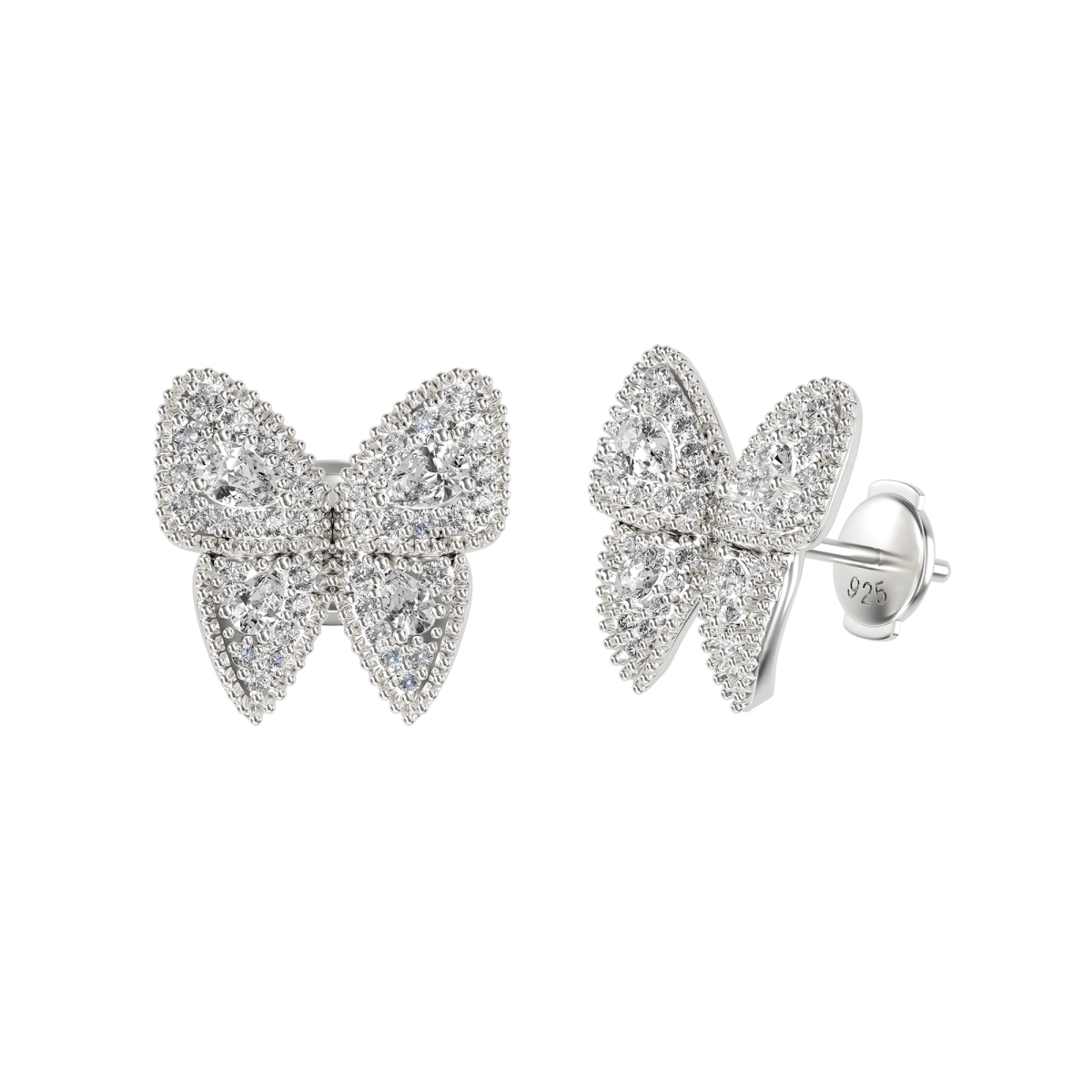 APORRO时尚圆切围镶蝴蝶耳钉12mm