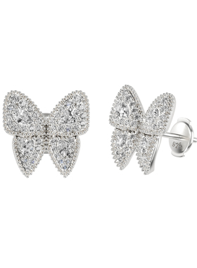 APORRO VIVID蝴蝶系列圆切围镶蝴蝶轻奢设计高级耳钉12mm礼物男女