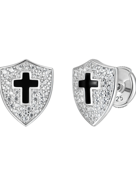 APORRO 骑士系列925银珐琅骑士盾牌耳钉小众