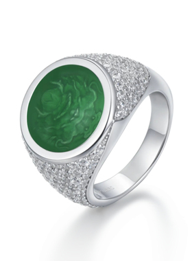 APORRO 龙2系列 “潜龙在渊”龙头浮雕印章小众个性戒指 情侣送礼