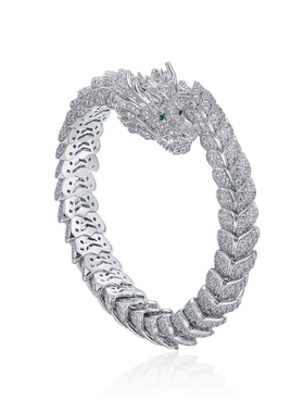 APORRO龙2系列 轻奢盘龙满镶钻弹性开口手镯设计感小众质感礼物男