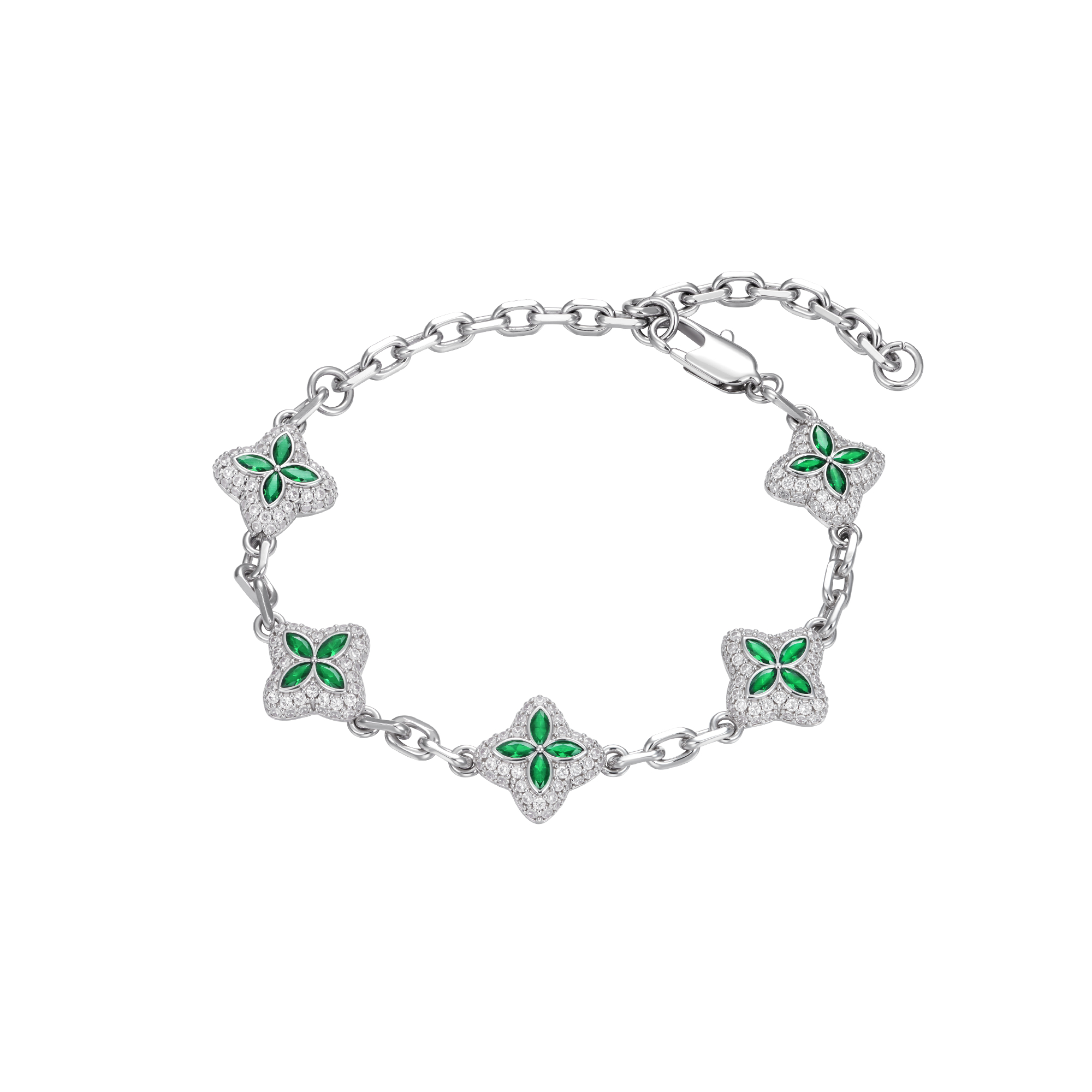 APORRO 四叶草系列璀璨幸运手工满镶钻手链 可调节小众明星同款