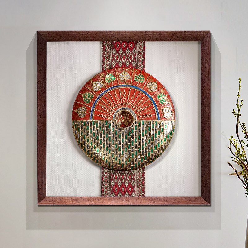 速发异发泰国客厅木雕装饰画沙丽背景壁画东式会所玄关泰南亚风格