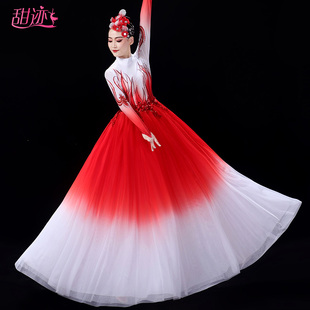速发疆舞蹈服饰灯火里 中国舞蹈服歌伴舞连衣裙开场舞大摆裙演出