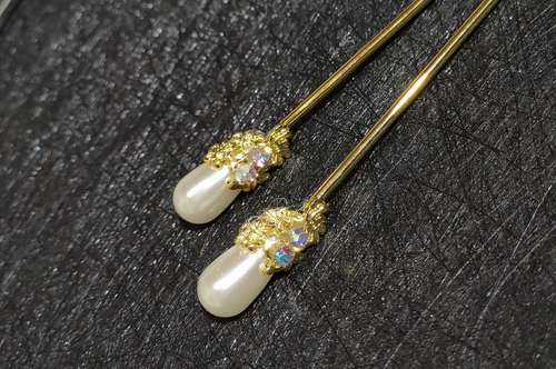 速发古风汉服古装舞台戏曲戏剧黄梅越小旦小姐林妹妹珍珠对簪(一