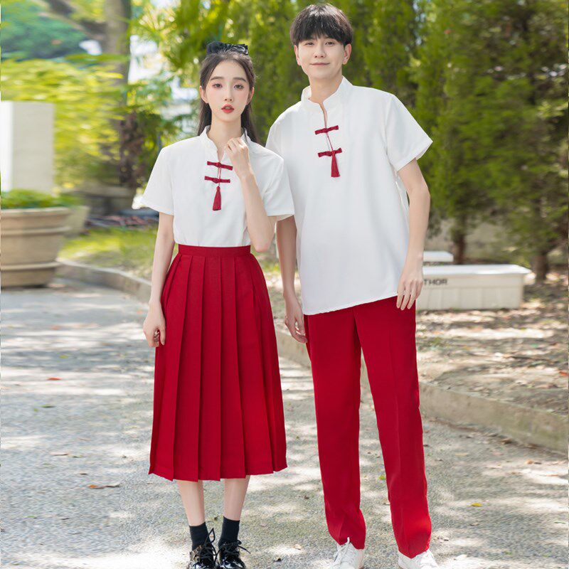 速发红歌合唱初朗诵演讲演出服成人高学中团生中国民国风班服长裙