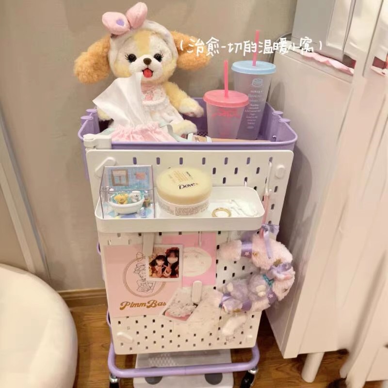 速发小推车配洞板生物架洞件落地多层可移动学置宿舍书桌零食收纳