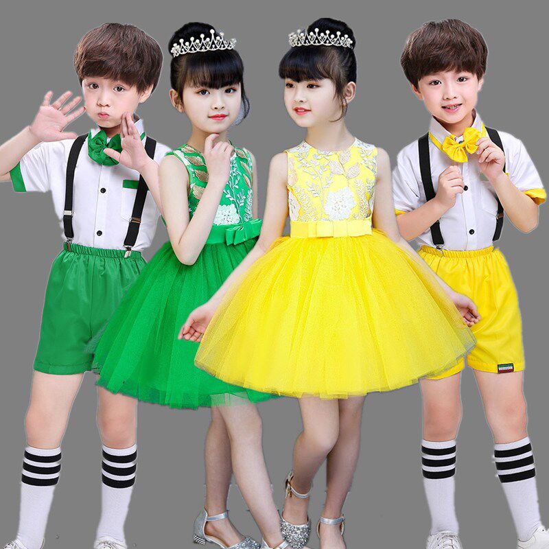 速发演一儿童合唱服演六服公主裙男童礼服套装学生舞蹈朗诵团表出