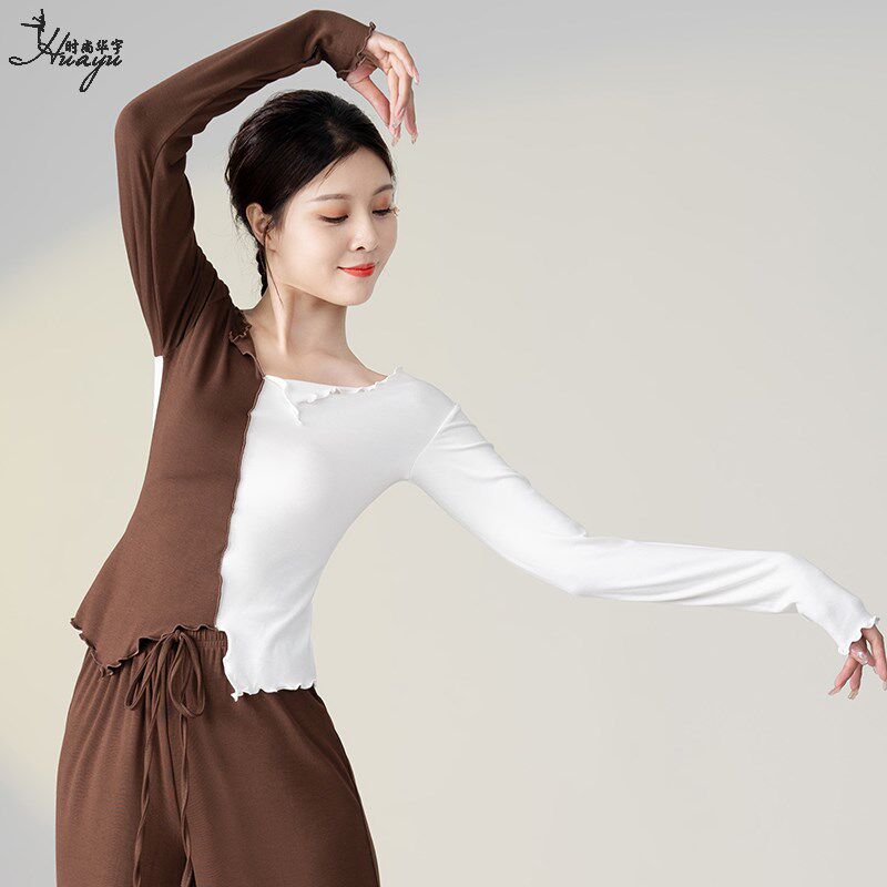 速发舞蹈上撞舞服装古色时尚弹力长袖艺考基训服形体衣典舞练功