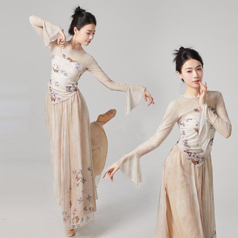 速发古典舞墨水画古风舞蹈演中国舞古典舞练功服裙出服老师飘逸裙