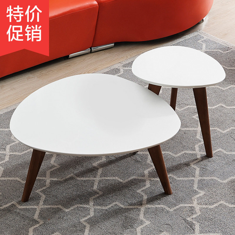 北欧原木茶几高低组合客厅大小三角形茶桌简约烤漆小茶几客厅家具