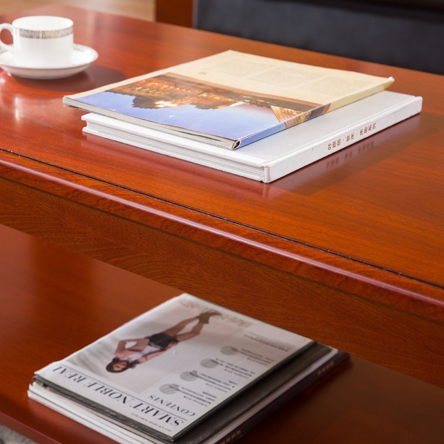 办公室中式茶几实木皮公司会客角几油漆茶台1.2米长方形边几茶桌