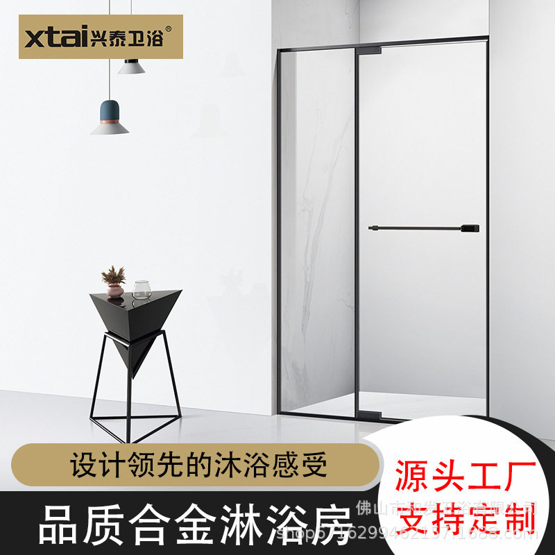 一字型淋浴房干湿分离浴室玻璃304不锈钢沐浴房隔断门小户型极简