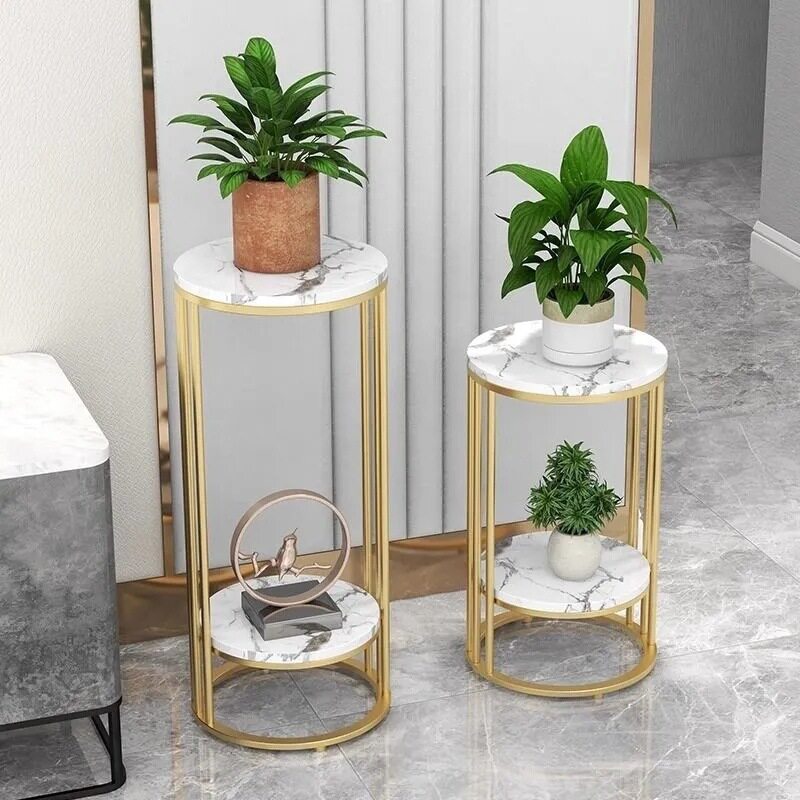 2026北欧大理石落地式花架花架子置物架室内多层阳台电视柜客厅轻