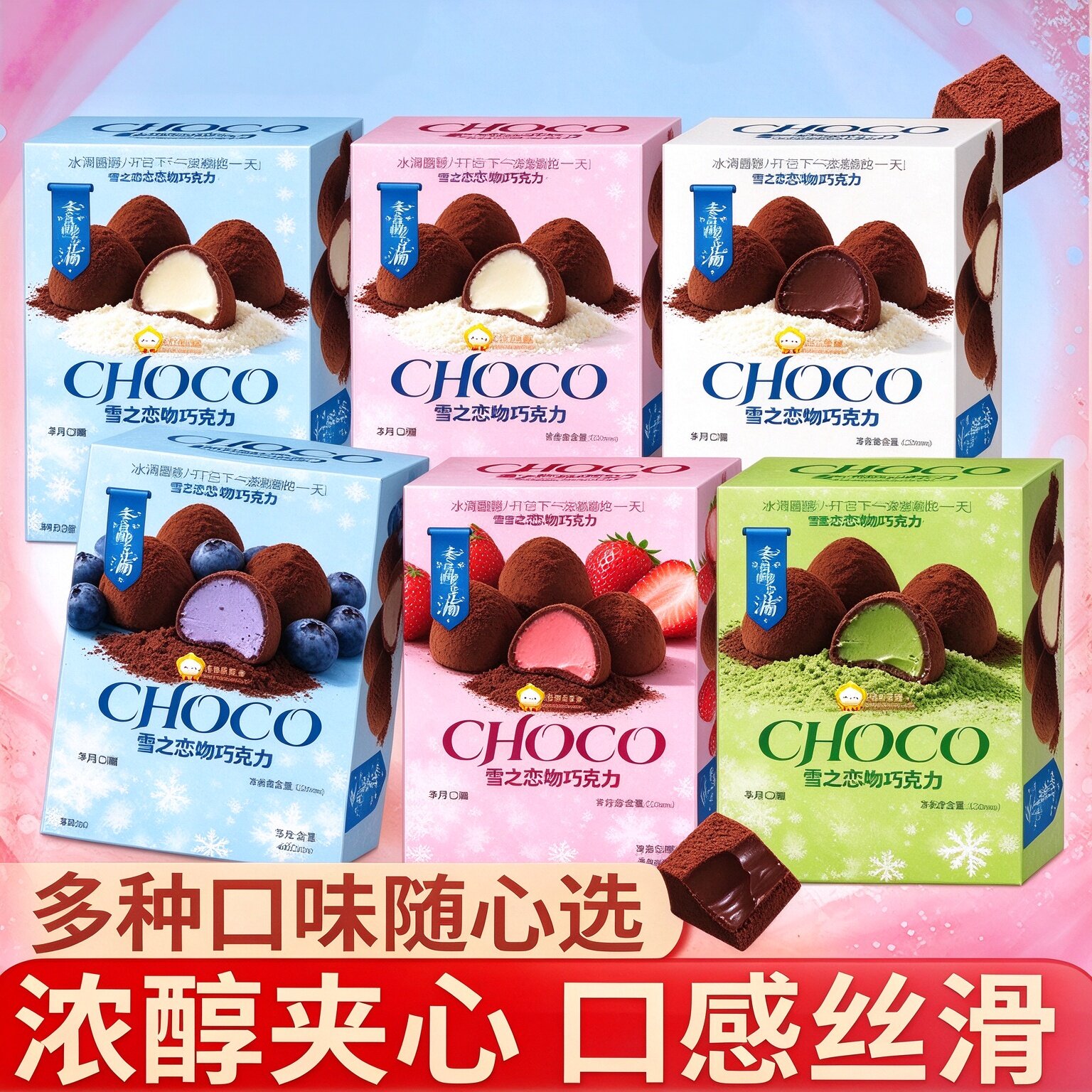 雪吻巧克力草莓牛奶夹心网红爆款送女友小零食礼物((代可可脂)