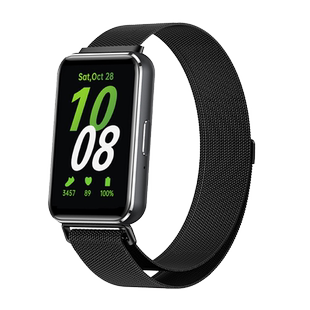 适用三星Galaxy Fit3金属表带Samsung watch fit3代新款透气米兰尼斯替换腕带SM-R390不锈钢一株蝴蝶扣表链