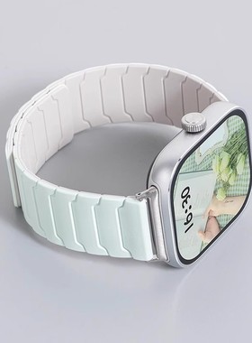 适用oppowatch4pro智能oppowatchx2手表带X硅胶磁吸运动防汗oppowatch3pro/2铠甲纹腕带男女原创se46替换表链