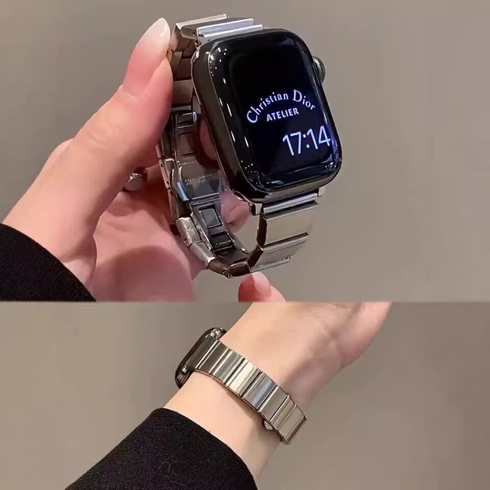 适用苹果手表s11表带iWatchs10小蛮腰不锈钢金属表带applewatchS98se华为Fit4/Fit3/2链式小米9Pro夏季女生款