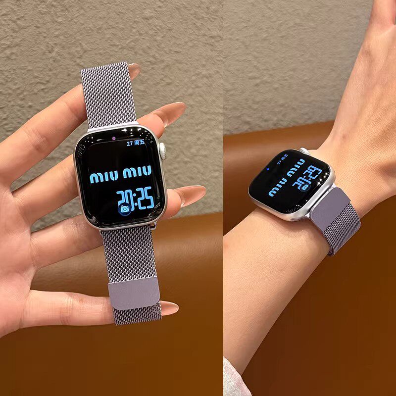 适用苹果手表s11表带新款iWatchs10官方款米兰尼斯磁吸表带applewatchS98se华为Fit4/Fit3/2创意小米9Pro夏天
