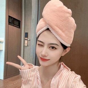 速发新款加厚双层双面干发帽柔软强吸水速干包头不干发毛巾发掉毛