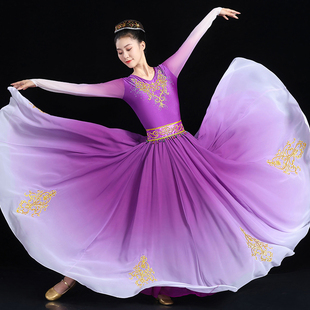 速发习疆舞蹈演出目新款成人维吾尔族服装剧服服练新裙子维族舞蹈