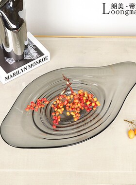 速发客厅果璃玻盘摆件样干间装饰盘子餐桌饰品下午茶点心板果盘