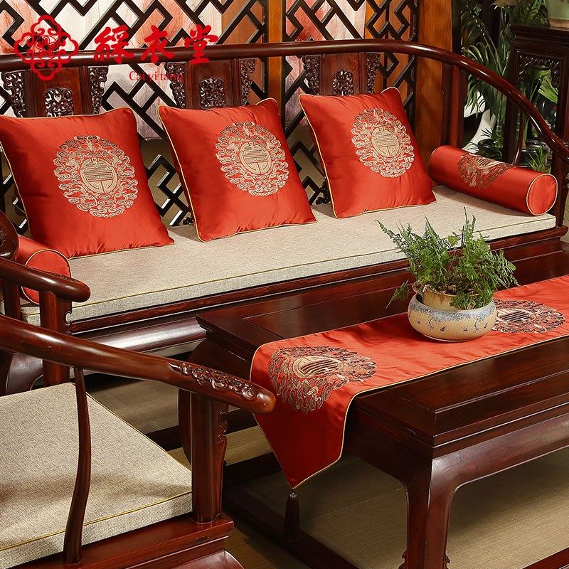 速发 福禄寿垫式沙0中刺绣抱枕靠垫红木软饰布艺成套2发22,居家布艺,沙发垫,淘宝优惠券,粉丝福利购,淘宝优惠卷
