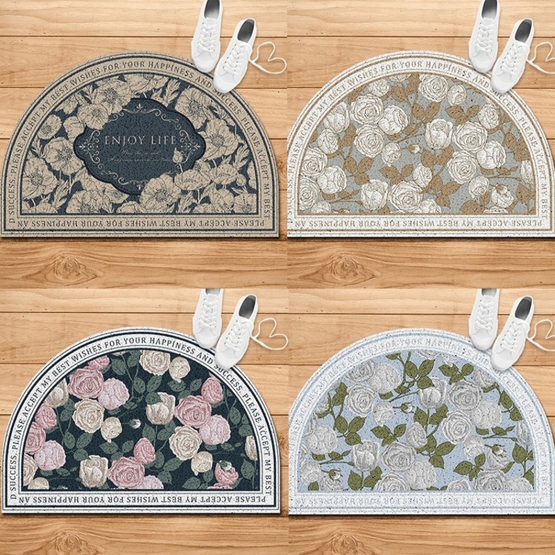 速发美门轻奢风 半圆形入户门口丝圈地垫蹭用脚垫进式家土门垫门