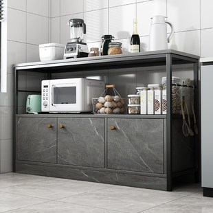 速发厨房置物架落地多功能橱柜收纳柜子家用靠墙桌子微波炉储物柜