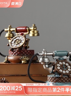 速发 复古机设旧创意小摆件酒柜书柜书架摆书美式怀房装饰品