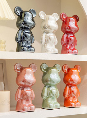 速发电柜熊摆件小号客镀轻奢高档酒柜电视厅儿童房家居装饰品