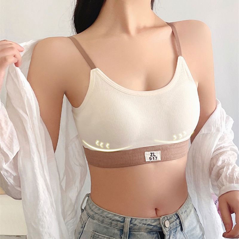 现货速发小胸聚拢显大内衣光面无钢圈固定胸垫一体睡眠运动舒适文