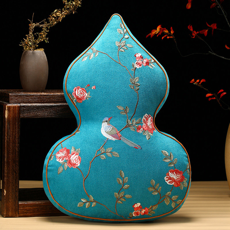 速发新中式抱枕国垫中靠风刺绣靠垫沙发客厅靠枕轻奢高级感异形葫