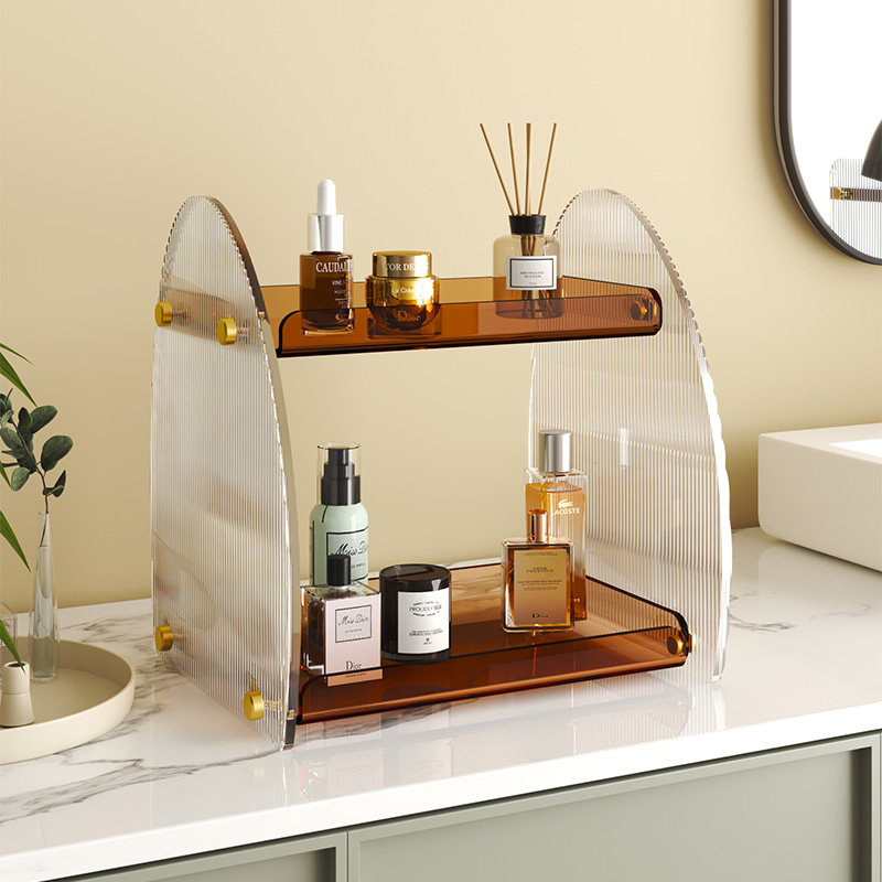 速发化妆纳置物架桌面护肤品箱卫生间克品盒亚收力梳妆台架子