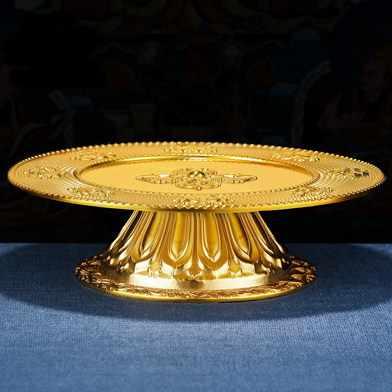 速发供盘加茶纯铜曼扎盘托款学院盘托盘底盘果盘八吉祥曼厚盘供盘