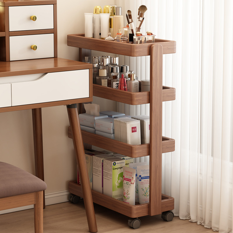 速发化妆可收纳柜小推车梳妆台护肤品置物架落地品移动多层零食架