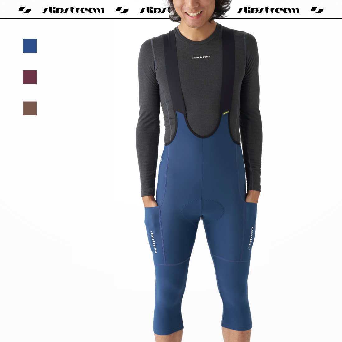 Slipstream秋冬季男士骑行裤抓绒保暖加厚背带七分裤双箭头Exp